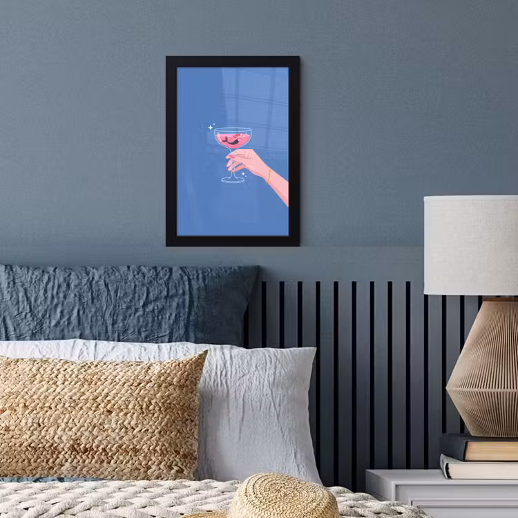 Vrouw - Glas - Abstract - Roze - Blauw fotolijst zwart zonder passe partout klein -sfeer3
