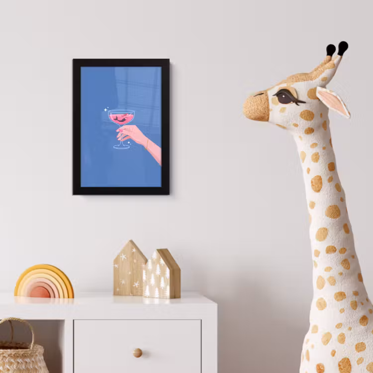 Vrouw - Glas - Abstract - Roze - Blauw fotolijst zwart zonder passe partout klein -usfeer4_kinderkamer
