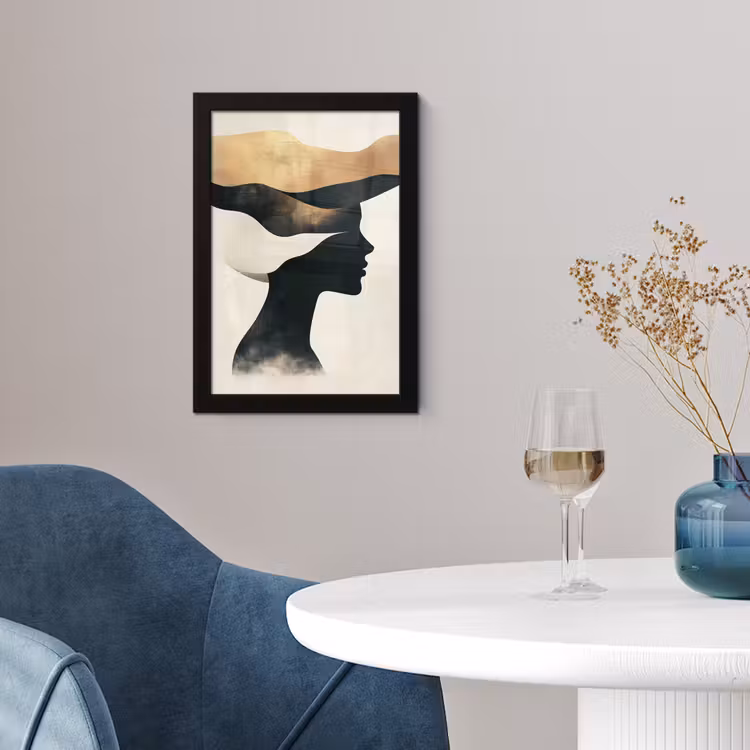 Vrouw - Golven - Zwart fotolijst zwart zonder passe partout klein -sfeer4
