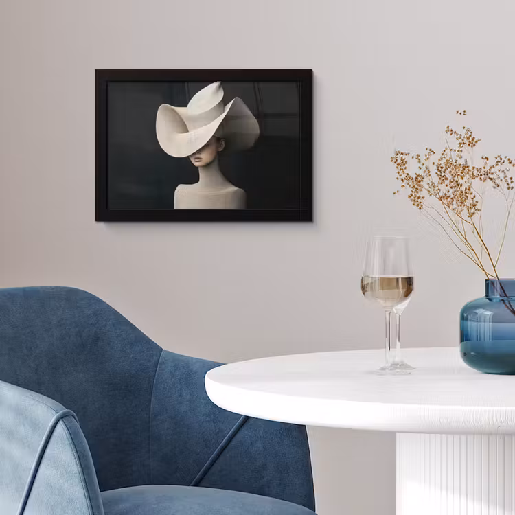 Vrouw - Golvende - Hoed fotolijst zwart zonder passe partout klein -sfeer4