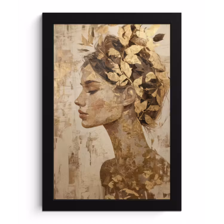 Vrouw - Goud - Abstract - Textuur fotolijst zwart zonder passe partout klein -3d