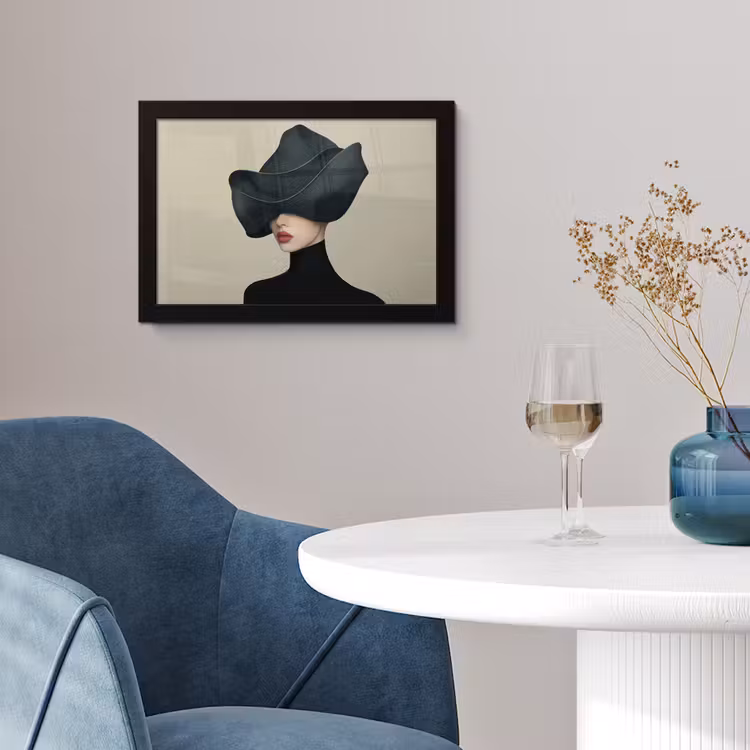 Vrouw - Groen - Hoed fotolijst zwart zonder passe partout klein -sfeer4
