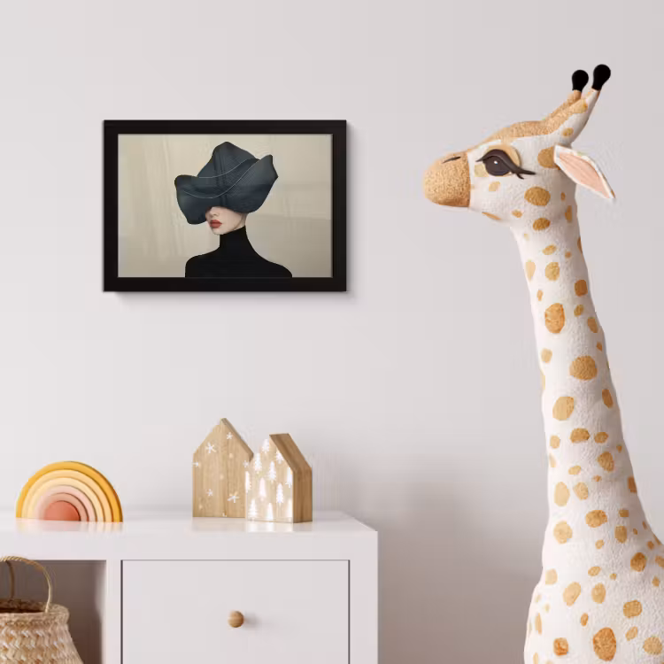 Vrouw - Groen - Hoed fotolijst zwart zonder passe partout klein -usfeer4_kinderkamer