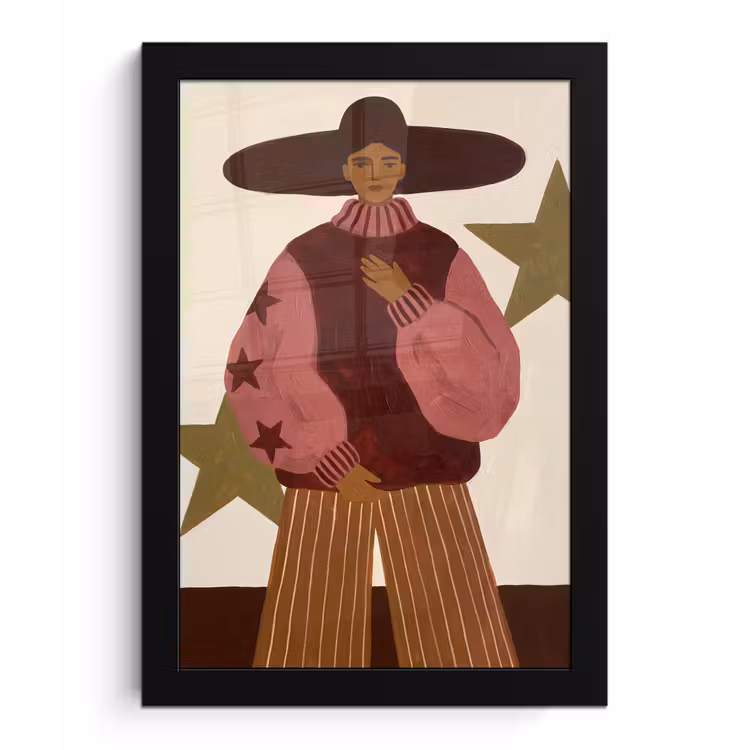 Vrouw - Hoed - Abstract - Modern - Portret fotolijst zwart zonder passe partout klein -3d