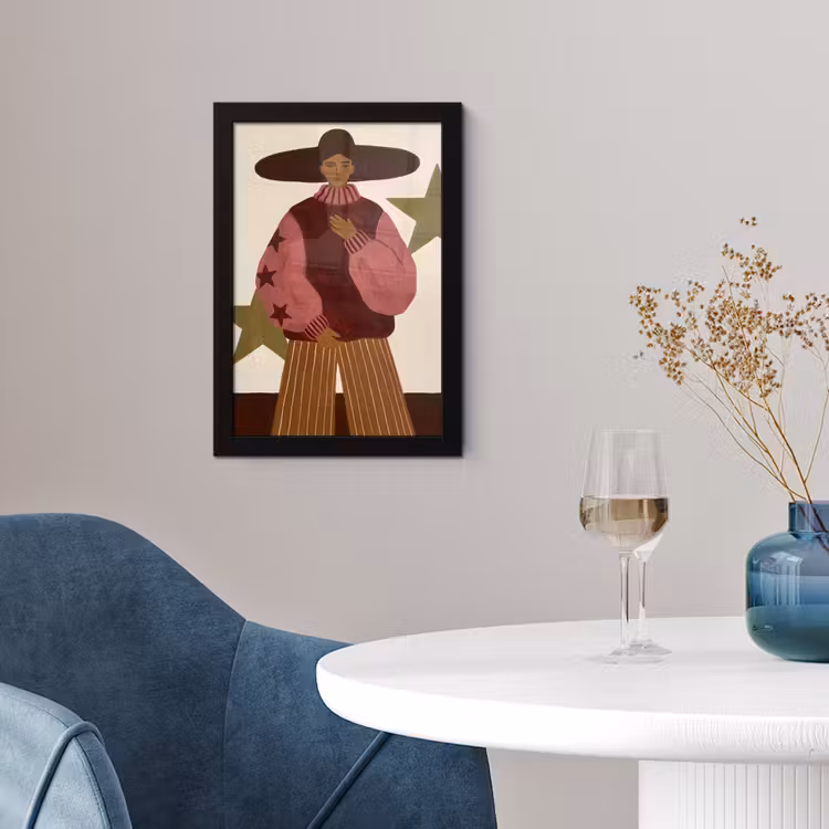 Vrouw - Hoed - Abstract - Modern - Portret fotolijst zwart zonder passe partout klein -sfeer4