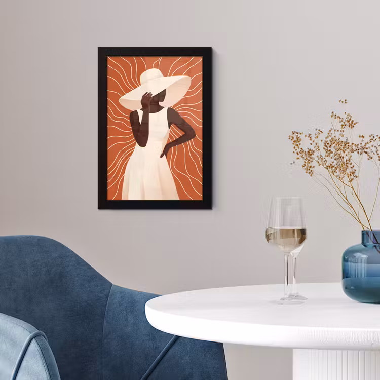 Vrouw - Hoed - Portret - Modern - Beige fotolijst zwart zonder passe partout klein -sfeer4