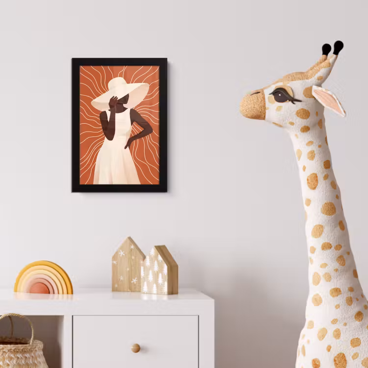 Vrouw - Hoed - Portret - Modern - Beige fotolijst zwart zonder passe partout klein -usfeer4_kinderkamer