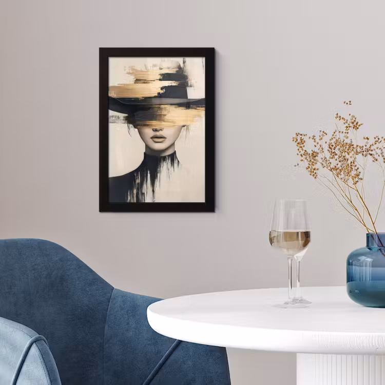 Vrouw - Hoed - Verf fotolijst zwart zonder passe partout klein -sfeer4