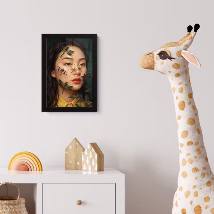 Vrouw - Insecten - Natuur - Portret - Groen fotolijst zwart zonder passe partout klein -usfeer4_kinderkamer