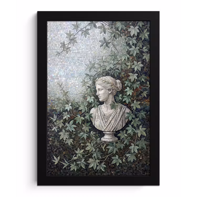 Vrouw - Klassiek - Mozaiëk - Natuur - Groen fotolijst zwart zonder passe partout klein -3d