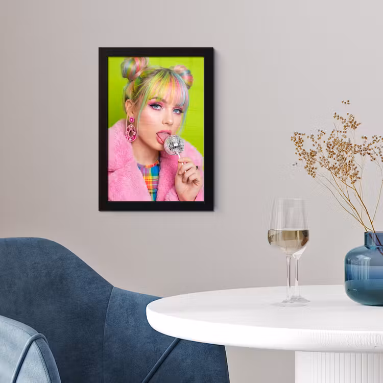 Vrouw - Kleurrijk haar - Pop art - Modern - Levendig fotolijst zwart zonder passe partout klein -sfeer4