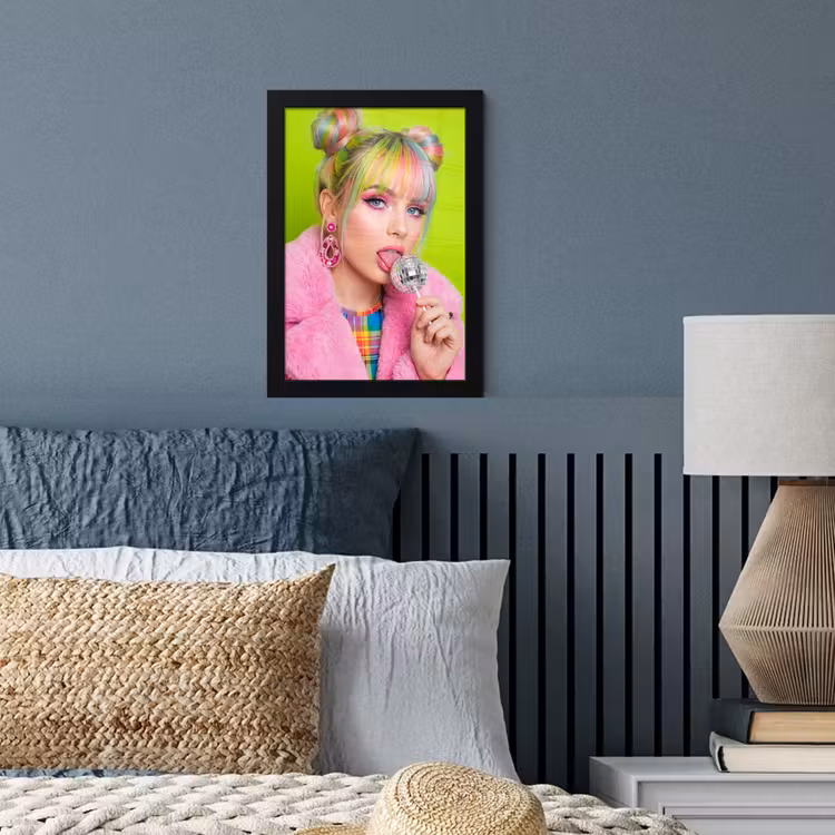 Vrouw - Kleurrijk haar - Pop art - Modern - Levendig fotolijst zwart zonder passe partout klein -sfeer3