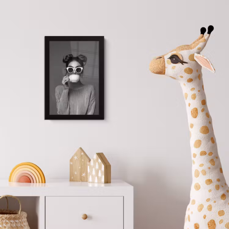 Vrouw - Koffie - Zwart - Wit fotolijst zwart zonder passe partout klein -usfeer4_kinderkamer