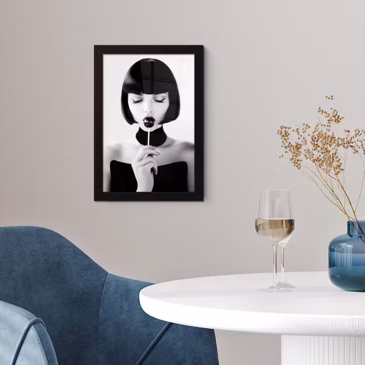 Vrouw - Lolly - Zwart - Wit fotolijst zwart zonder passe partout klein -sfeer4