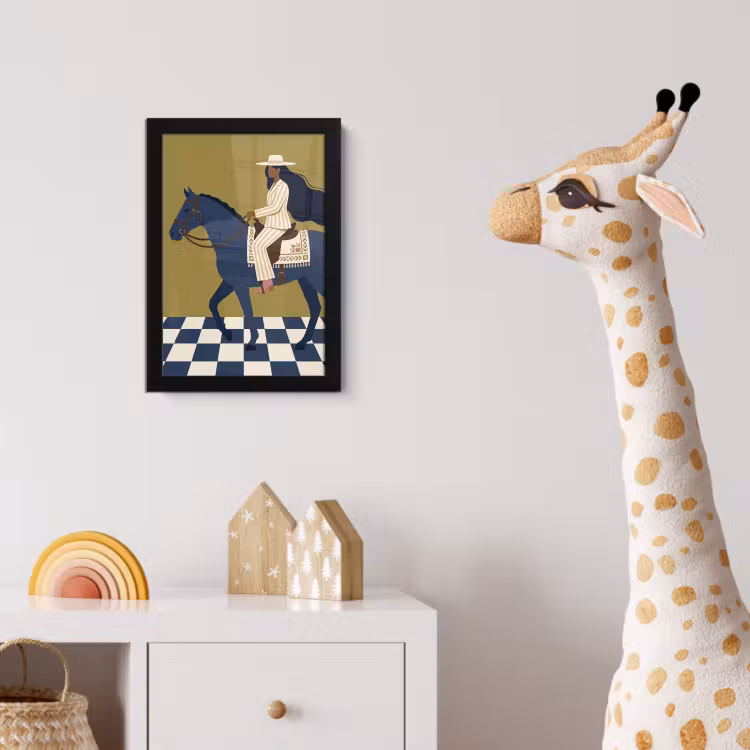 Vrouw - Paard - Rijden - Modern - Abstract fotolijst zwart zonder passe partout klein -usfeer4_kinderkamer