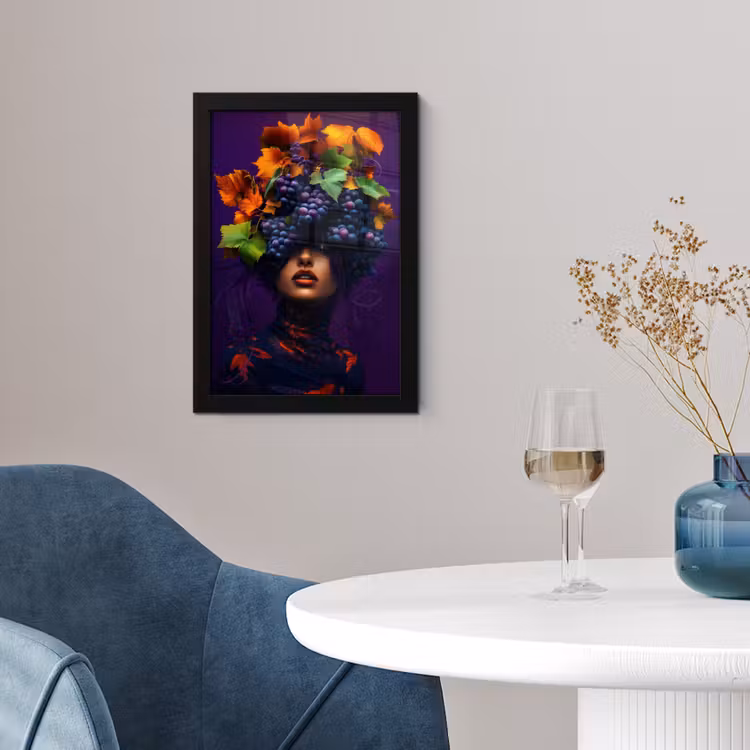 Vrouw - Paars - Druiven fotolijst zwart zonder passe partout klein -sfeer4