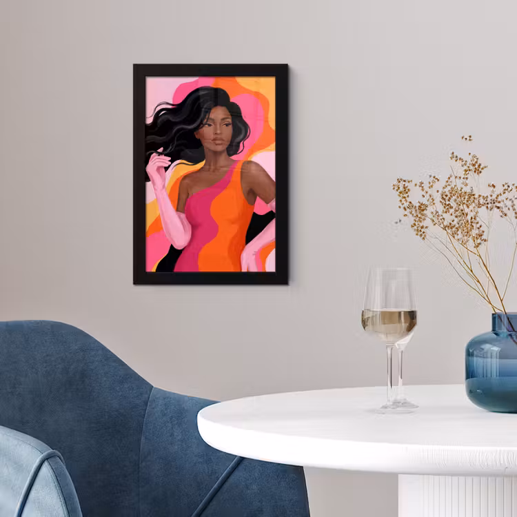 Vrouw - Portret - Kleurrijk - Modern - Kunst fotolijst zwart zonder passe partout klein -sfeer4