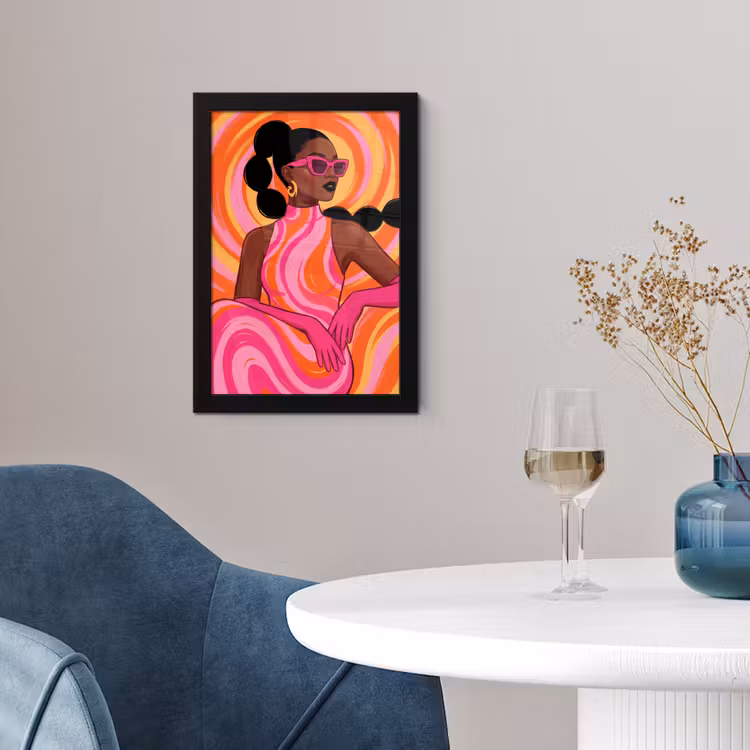 Vrouw - Portret - Kunst - Abstract - Roze fotolijst zwart zonder passe partout klein -sfeer4