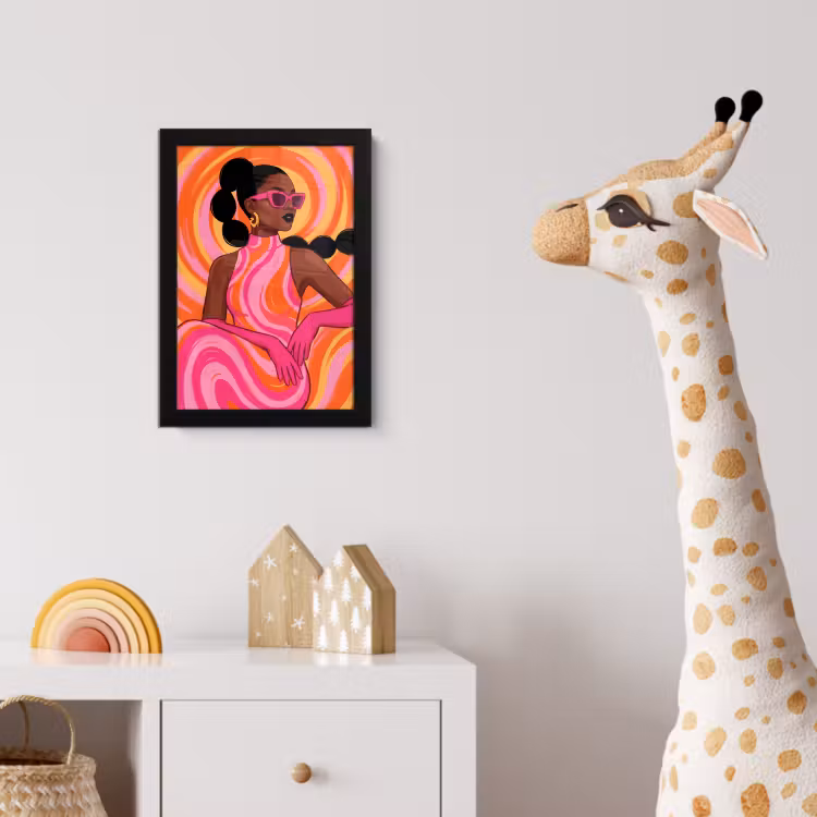 Vrouw - Portret - Kunst - Abstract - Roze fotolijst zwart zonder passe partout klein -usfeer4_kinderkamer