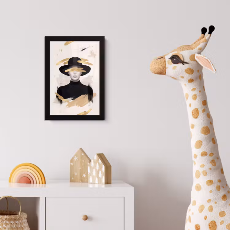 Vrouw - Portret - Modern - Goud - Kunst fotolijst zwart zonder passe partout klein -usfeer4_kinderkamer