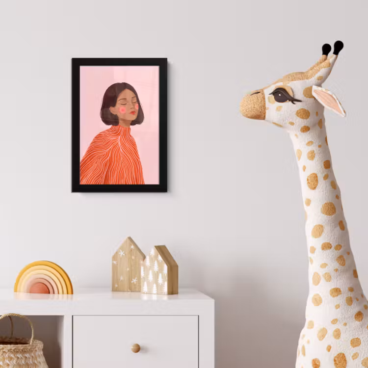 Vrouw - Portret - Modern - Kunst - Roze fotolijst zwart zonder passe partout klein -usfeer4_kinderkamer