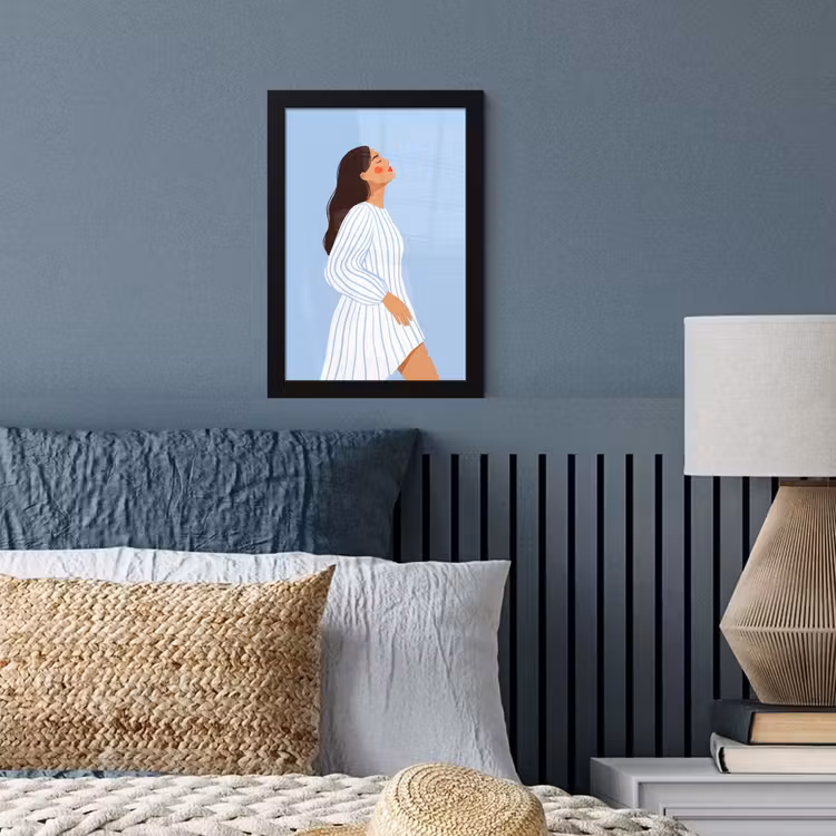 Vrouw - Profiel - Rust - Modern - Illustratie fotolijst zwart zonder passe partout klein -sfeer3