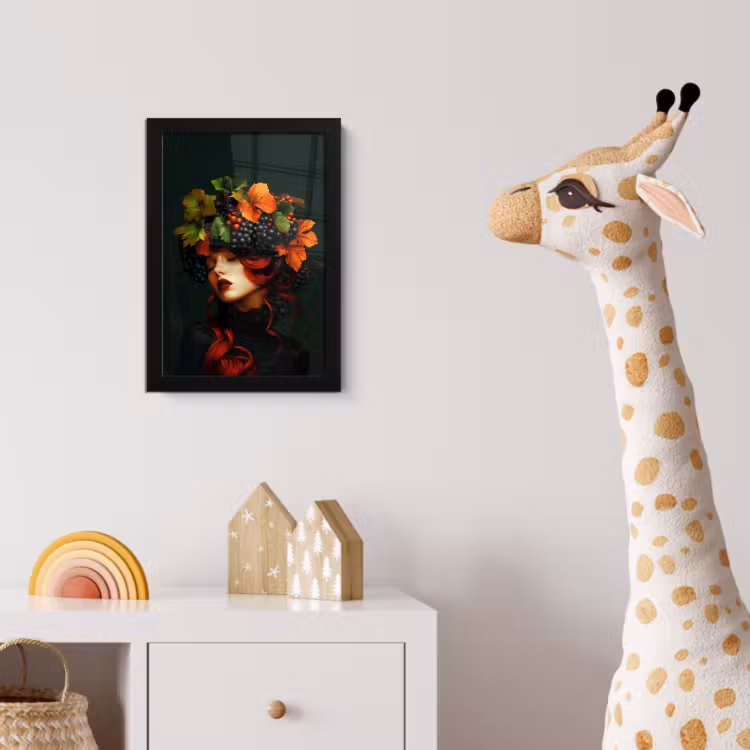 Vrouw - Rood - Groen - Druiven fotolijst zwart zonder passe partout klein -usfeer4_kinderkamer