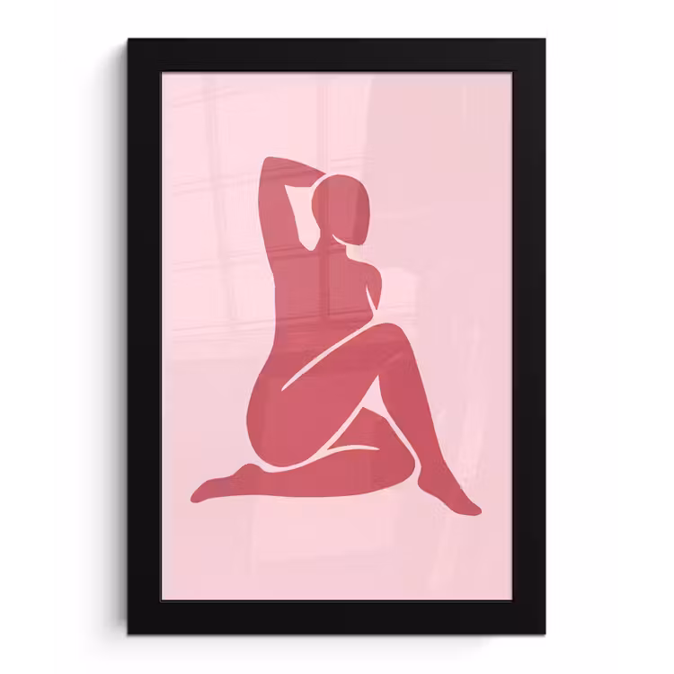 Vrouw - Silhouet - Abstract - Modern - Roze fotolijst zwart zonder passe partout klein -3d