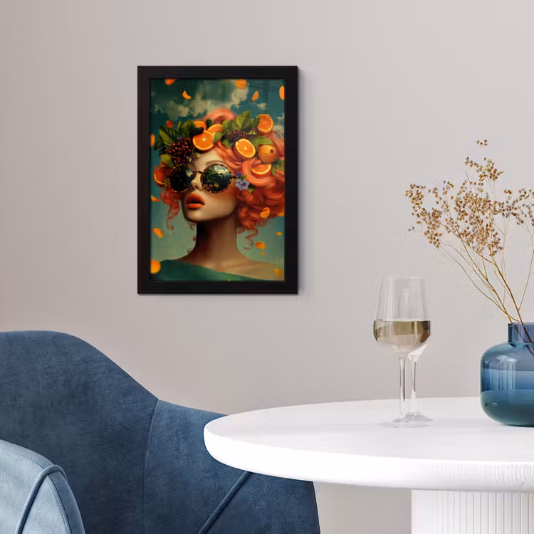 Vrouw - Sinaasappel - Bessen - Oranje fotolijst zwart zonder passe partout klein -sfeer4