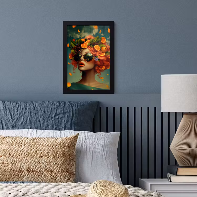 Vrouw - Sinaasappel - Bessen - Oranje fotolijst zwart zonder passe partout klein -sfeer3