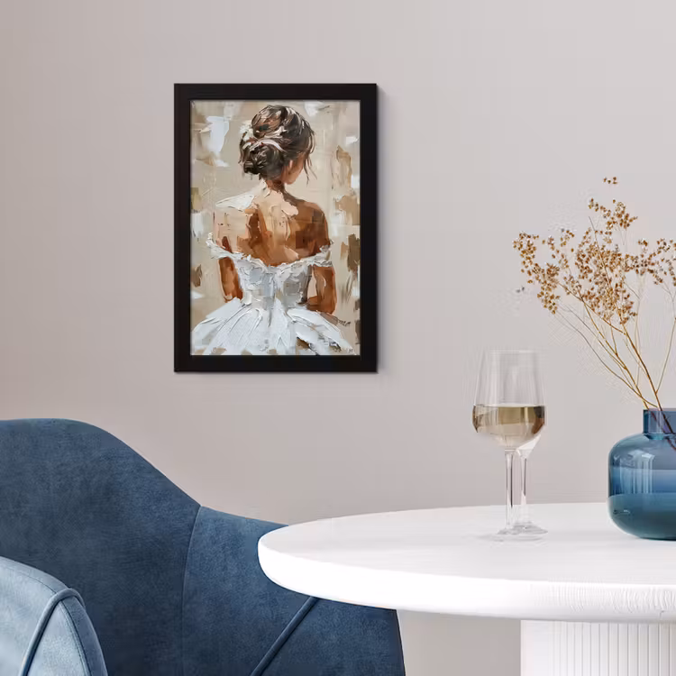 Vrouw - Verf - Abstract - Beige - Modern fotolijst zwart zonder passe partout klein -sfeer4