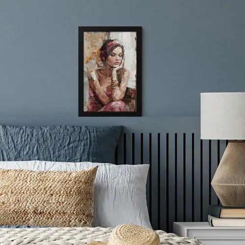 Vrouw - Verflook - Portret - Modern fotolijst zwart zonder passe partout klein -sfeer3