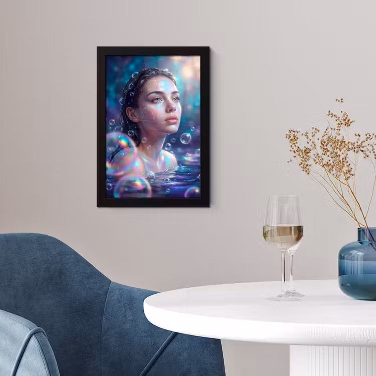 Vrouw - Water - Portret - Kleurrijk - Modern fotolijst zwart zonder passe partout klein -sfeer4