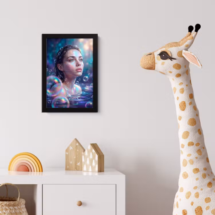 Vrouw - Water - Portret - Kleurrijk - Modern fotolijst zwart zonder passe partout klein -usfeer4_kinderkamer