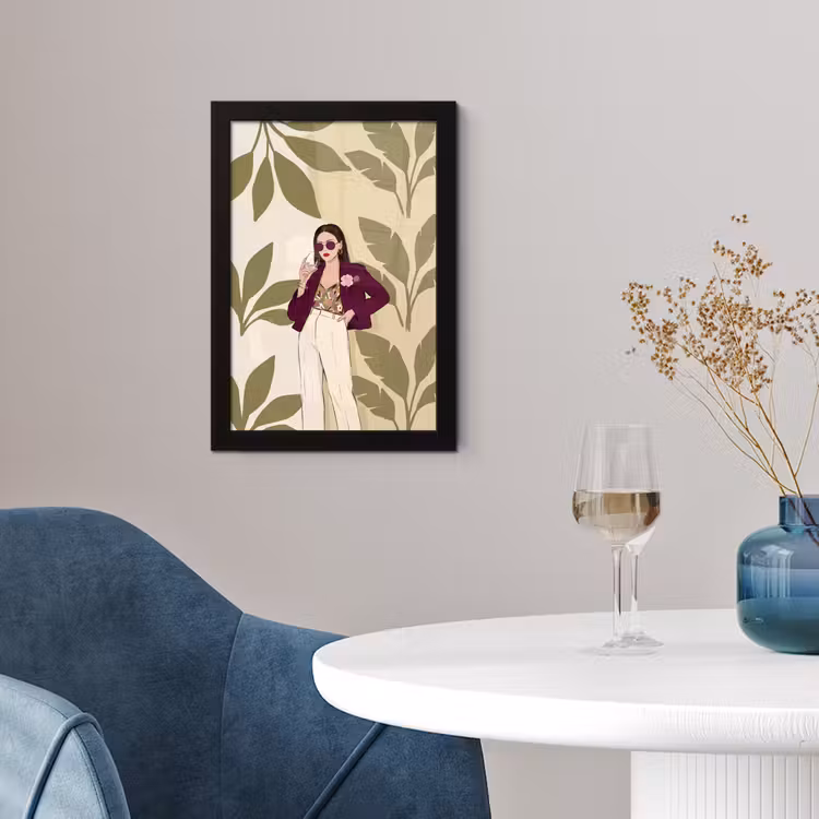 Vrouw - Wijn - Portret - Mode - Modern fotolijst zwart zonder passe partout klein -sfeer4