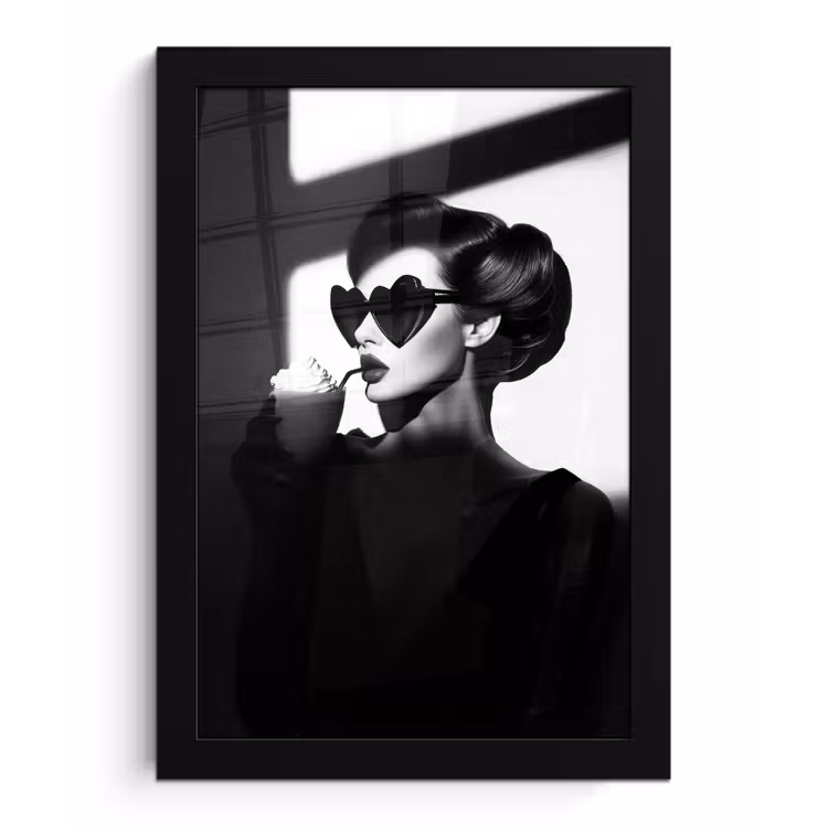 Vrouw - Zwart - Hart fotolijst zwart zonder passe partout klein -3d