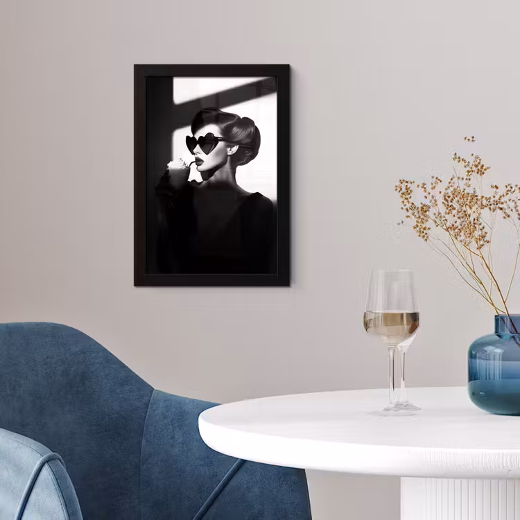 Vrouw - Zwart - Hart fotolijst zwart zonder passe partout klein -sfeer4