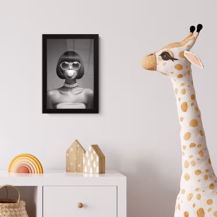 Vrouw - Zwart Wit - Ketting - Zonnebril fotolijst zwart zonder passe partout klein -usfeer4_kinderkamer