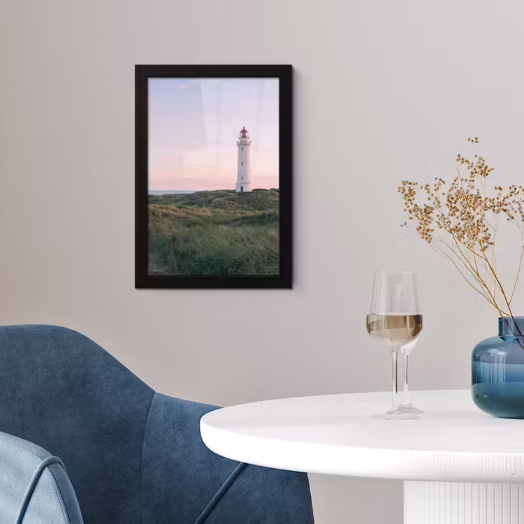 Vuurtoren - Duinlandschap - Zee fotolijst zwart zonder passe partout klein -sfeer4