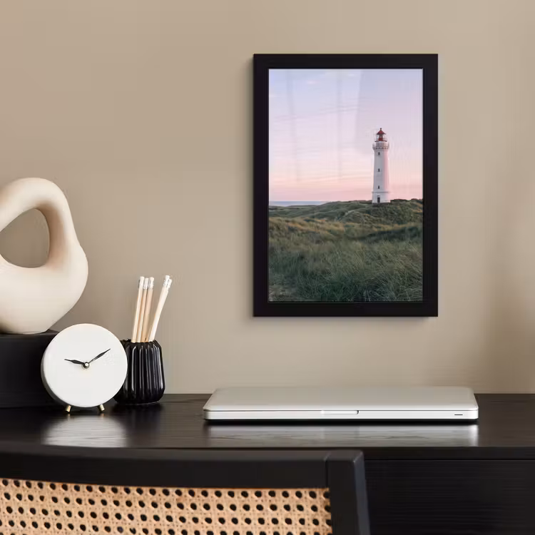 Vuurtoren - Duinlandschap - Zee fotolijst zwart zonder passe partout klein -sfeer1