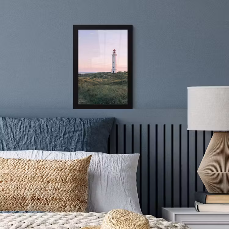 Vuurtoren - Duinlandschap - Zee fotolijst zwart zonder passe partout klein -sfeer3