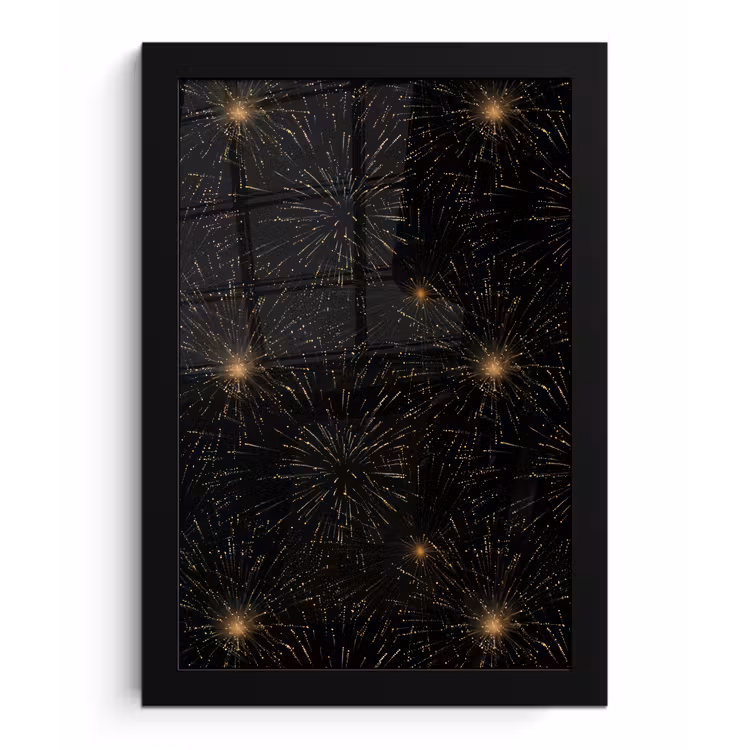 Vuurwerk - Patroon - Feestelijk - Goud - Zwart fotolijst zwart zonder passe partout klein 224 -3d
