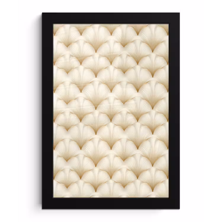 Waaier - Motief - Goud fotolijst zwart zonder passe partout klein 224 -3d
