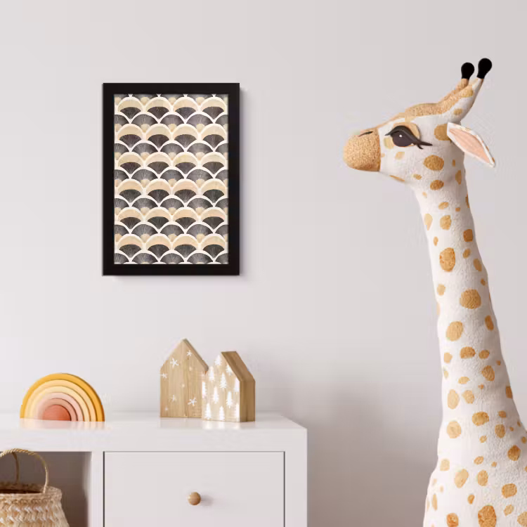 Waaier - Patroon - Zwart - Beige fotolijst zwart zonder passe partout klein 224 -usfeer4_kinderkamer
