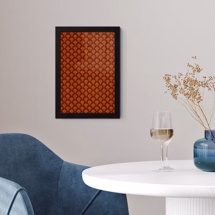 Waaiers - Art Deco - Botanisch - Roestbruin - Oranje fotolijst zwart zonder passe partout klein 224 -sfeer4