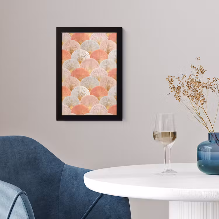 Waaiers - Goud - Roze fotolijst zwart zonder passe partout klein 224 -sfeer4