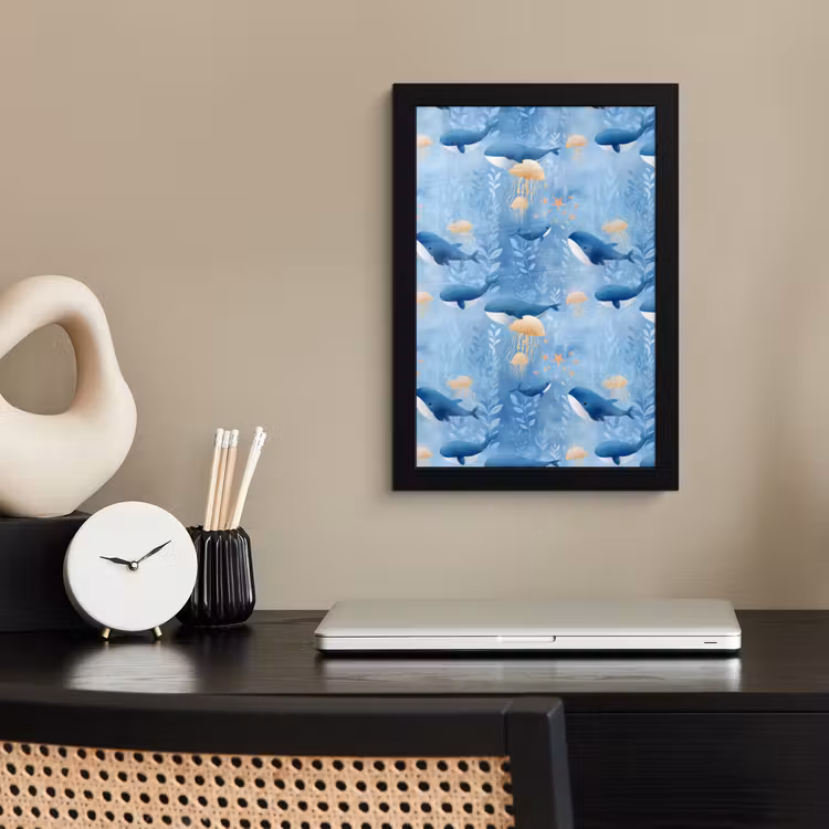 Walvissen - Oceaan - Blauw fotolijst zwart zonder passe partout klein 224 -sfeer1