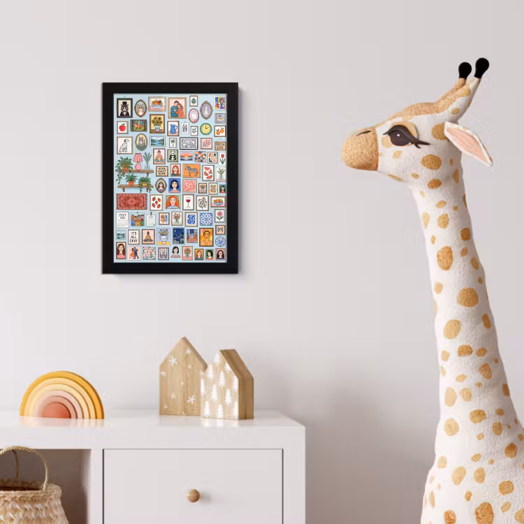 Wanddecoratie - Collectie - Huis - Illustratief - Kleurrijk fotolijst zwart zonder passe partout klein -usfeer4_kinderkamer