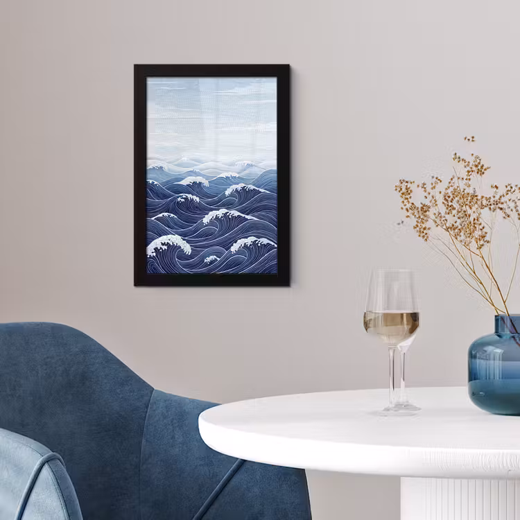 Water - Mozaïek - Landschap - Modern - Blauw fotolijst zwart zonder passe partout klein -sfeer4
