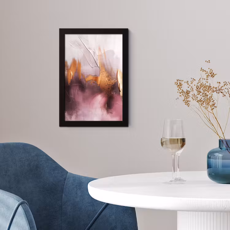 Watercolor - Goud - Roze - Abstract - Kunst fotolijst zwart zonder passe partout klein -sfeer4
